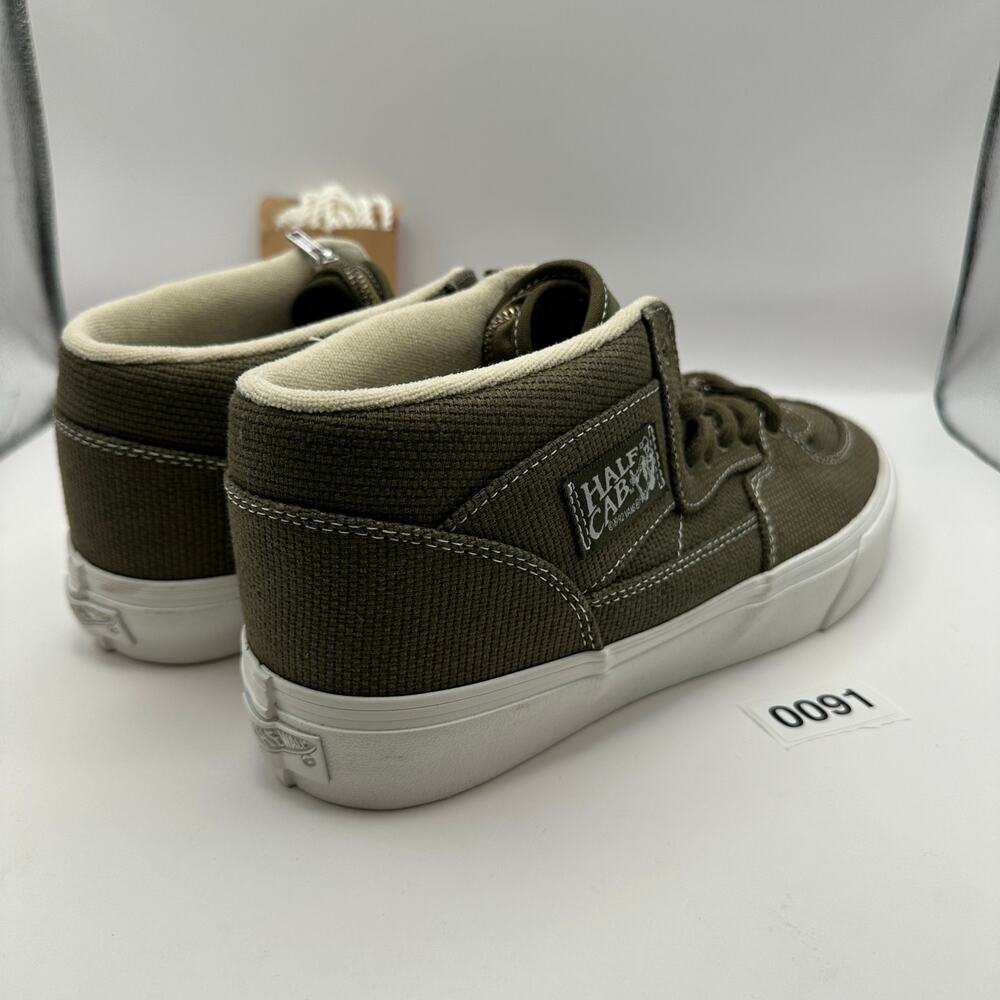 Vans Mens 10.5 Half Cab Skateboard Shoes Olive Green Roughly Linen - Picture 5 of 8